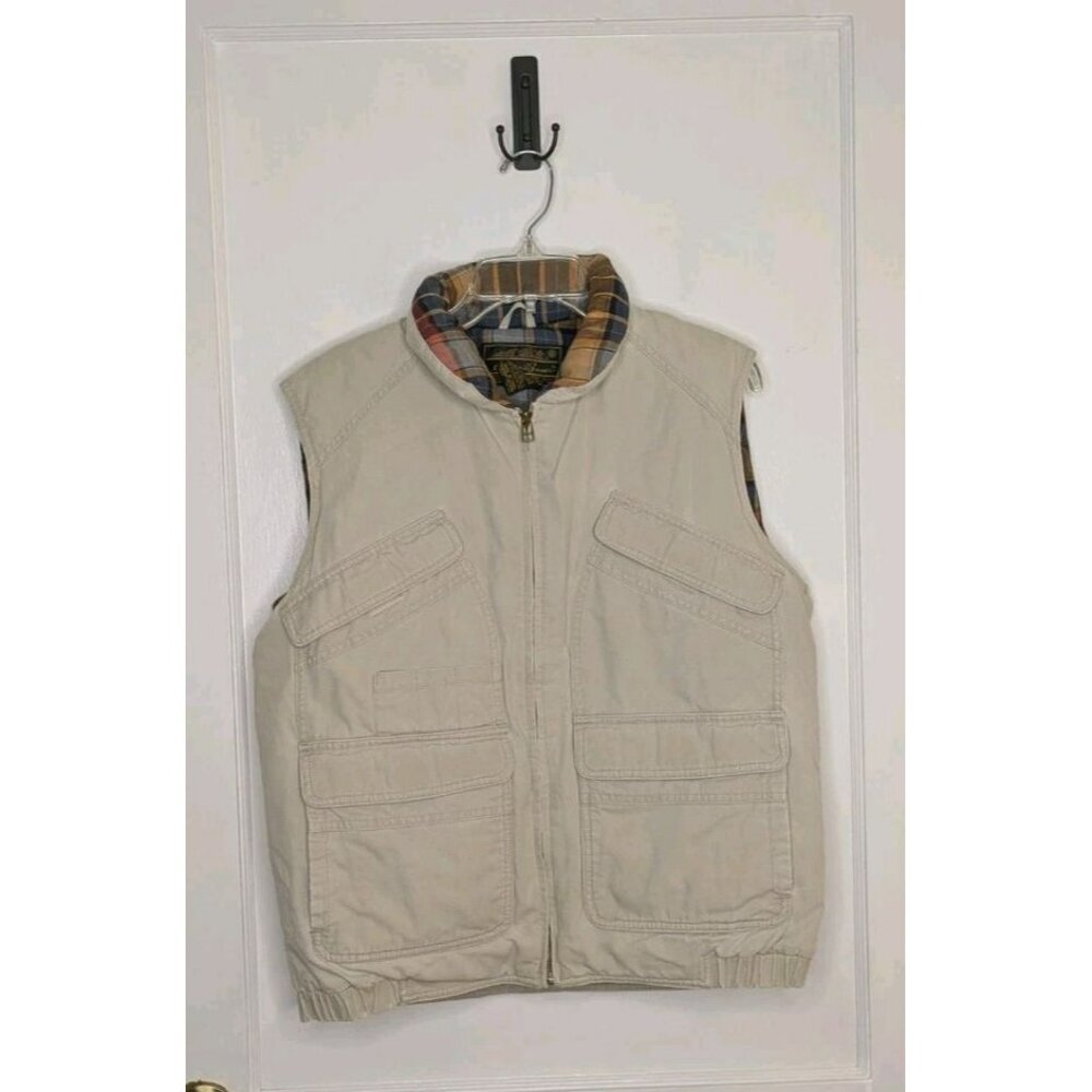 Vtg Eddie Bauer Goose Down Canvas Vest Mens Medium Full Zip Utility Workwear